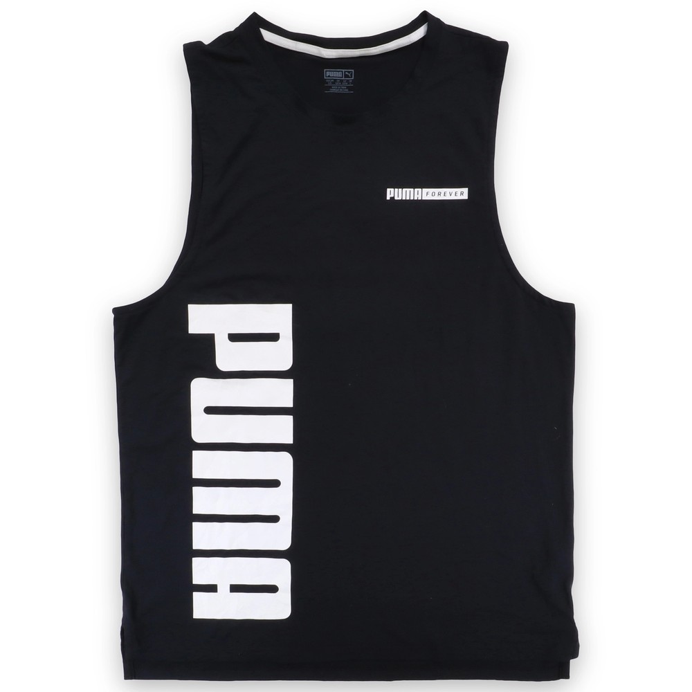 Puma Tank Top Mens Big Logo L Black Polyester Blend Sleeveless