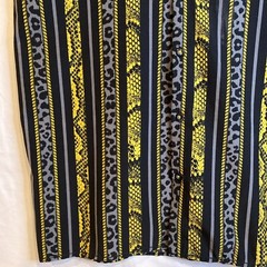 Stretch Drill Clothing Animal Print Mens Dress Shirt Black Yellow Grey Size M