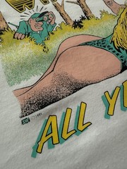 VINTAGE I HUNT WHITE TAIL ALL YEAR LONG T-SHIRT 1991 PARODY HUNTING DEER FUNNY