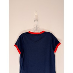 Evereve Ever Ringer Tee Shirt Navy Red Short Sleeve Casual Classic Medium