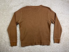 Members Mark T-Shirt Mens Large Ribbed V-Notch Thermal Waffle Knit Brown