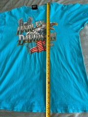 Vtg 1990 Harley Davidson 3D Emblem T Shirt XL Eagle Single Stitch Teal USA Made