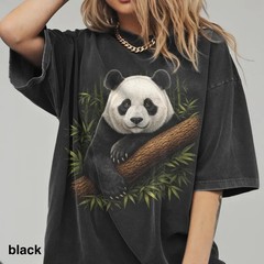 Retro Bamboo Panda Comfort Tee Asian Style Graphic Shirt Men Women