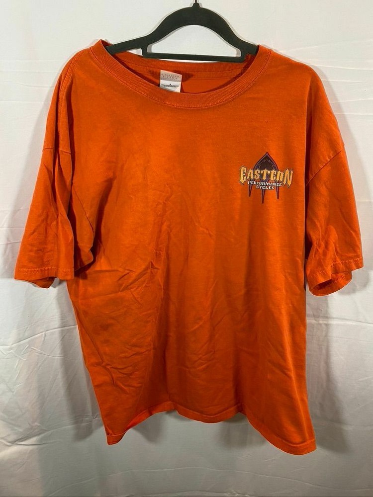 Eastern Performance Cycles Adult Large Orange Logo Pullover Tee Mens.
