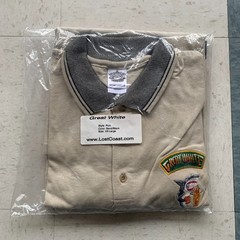 New Lost Coast Brewery Great White Beer Polo Shirt Salesman 1990s y2k Beige Tan