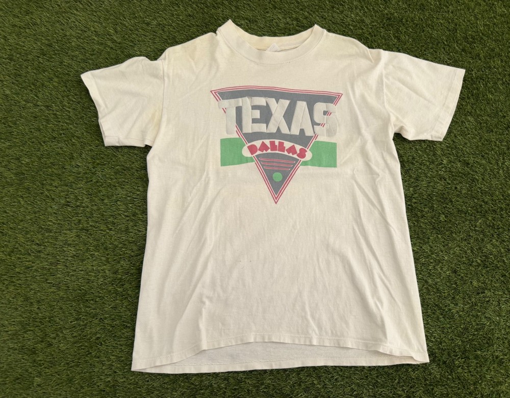Vintage 80s Dallas Texas Distressed Men’s Large White Stedman T-shirt Tee