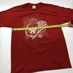 Vintage 80s 90s Myrtle Beach Tourist Tee Seashells size XL Red T Shirt USA Made