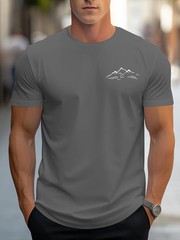 Men Summer 100% Cotton Mountain Pattern Casual Loose Plus Size T-Shirt