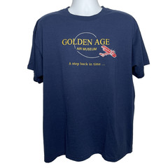 Vintage 90s Blue Graphic T-shirt Size XL Golden Age Air Museum Aviation Bethel
