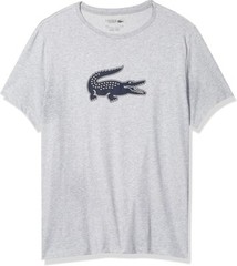 Lacoste Men’s Short Sleeve Croc Graphic Shirt, Gray, XL