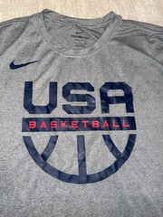 Nike Dri Fit USA Basketball Warm Up Team Issue Shirt Size Large Gray Grey