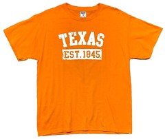 Texas Est. 1845 Statehood T-shirt Size Large Orange 50/50 Cotton/Polyester