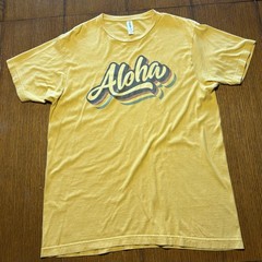 Hawaii Aloha T-Shirt Men’s L Yellow Retro 70s Graphic Tourist Souvenir Summer