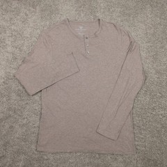 Mack Weldon Shirt Mens Large Brown Heather Henley Long Sleeve Pima Cotton Tee