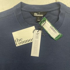 The Commons Shirt Mens Large Blue Long Sleeve Rib Knit Crewneck Stretch Tee