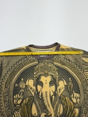 Mens Brown Ganesha Graphic T-Shirt Kids Crew Neck Cotton Size Medium