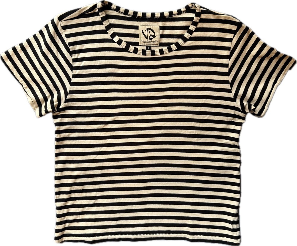 VERDARM Cropped Boat Neck Striped Short-Sleeve Top T-Shirt Sz 3 – S/M