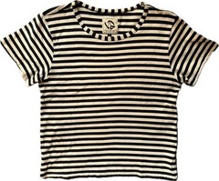 VERDARM Cropped Boat Neck Striped Short-Sleeve Top T-Shirt Sz 3 – S/M