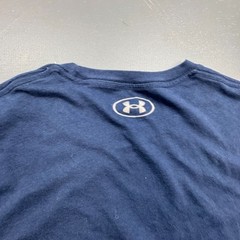 Under Armour T-Shirt Men’s Large Navy Blue Red Logo Graphic Loose Fit Athletic