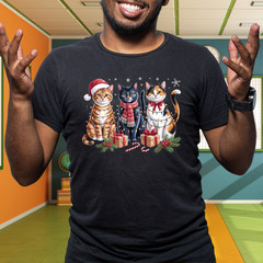 Meowy Christmas Shirt, Cat Christmas tshirt, Cat Lover Xmas T-Shirt