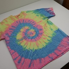 Vtg 90s Tie Dye T Shirt Mens L Rainbow Spiral Hippie Festival Single Stitch Tee