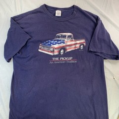 Delta Pro Weight T Shirt Mens XLBlue Ford Truck USA Flag Short Sleeve