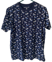 Free Planet Tee Shirt Men’s Medium Navy Stretch Surfer Island Boat Tropical