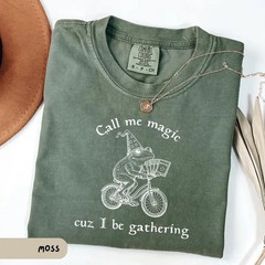Frog Wizard Graphic Tee Magical Bicyclist T-Shirt Witchcore Aesthetic Apparel