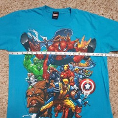 Marvel Universe Character Screen Print Mens XL Short Sleeve Blue Shirt