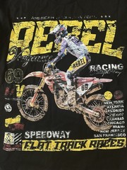 Rebel Speedway Flat Track Races Graphic Tee – Vintage Y2K Motocross Black Tshirt
