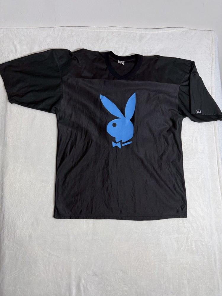 🔥 Vintage Playboy x Don Alleson Athletic Jersey 3XL KARUPT 44 Black Blue Shirt