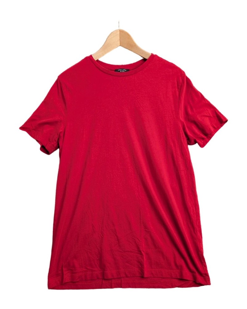 New Look Men T-Shirt Medium Red 100% Cotton Plain Crew Neck Short Sleeve Top M