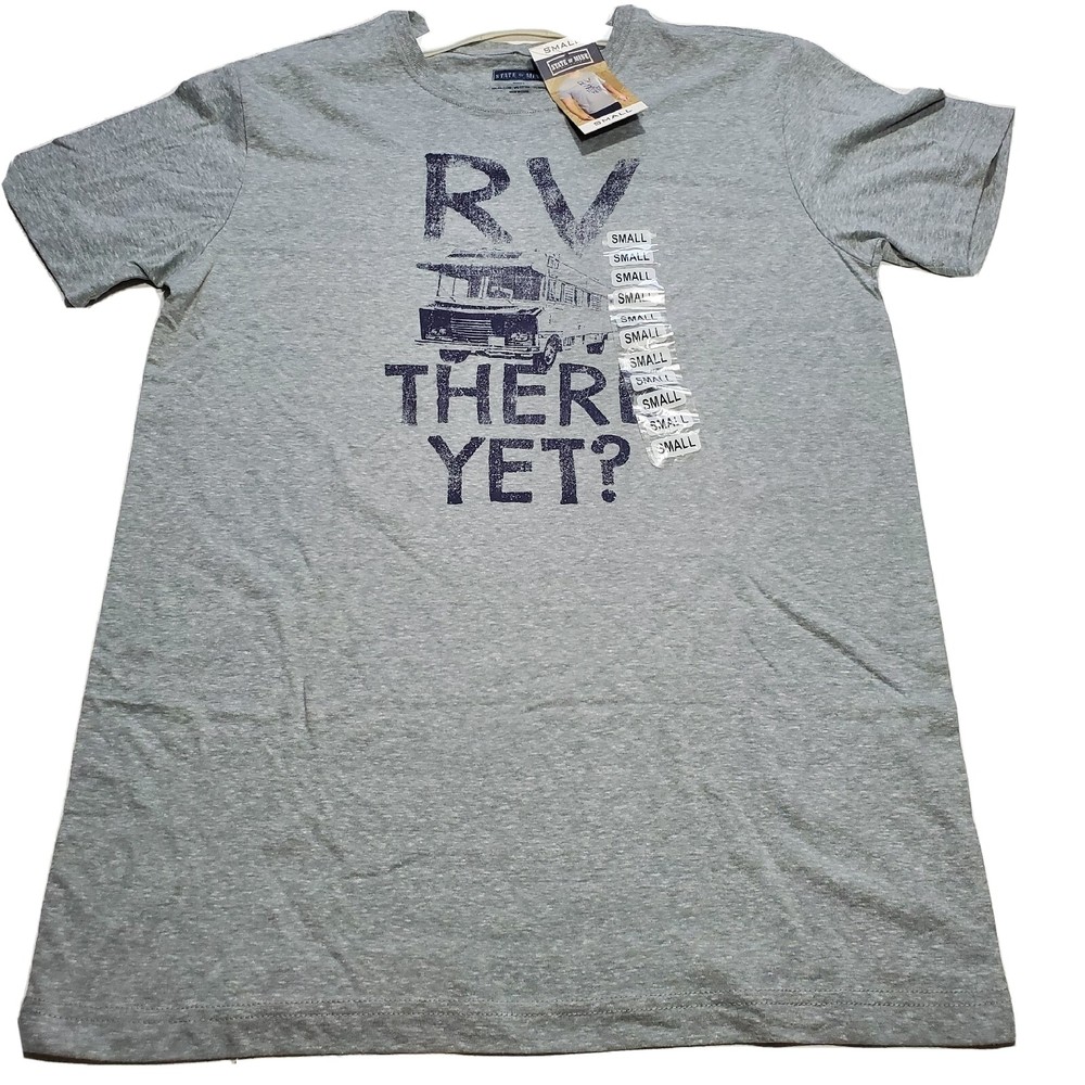 RV There Yet? Mens Camping Graphic Ultra Soft Small T Shirt Tee Grey NEW