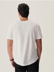 Buck Mason white slub curved hem tee shirt size SM new