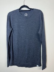Merino Tech 100% Merino Wool Base Layer Top Mens L Dark Grey Long Sleeve 320 EUC