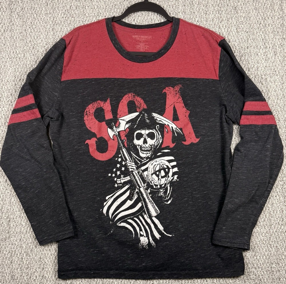 SOA Sons of Anarchy Reaper Skull Shirt XL Biker Graphic Long Sleeve Tee