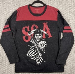 SOA Sons of Anarchy Reaper Skull Shirt XL Biker Graphic Long Sleeve Tee
