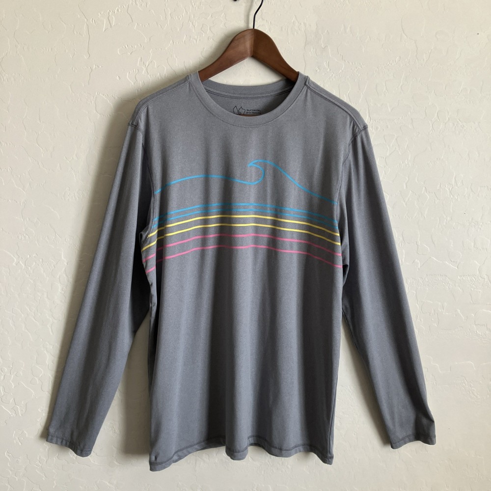 Mens M Shirt Gray Long Sleeve Sun Protection UPF 30 Beach Surf Outdoor Burnside