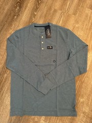Chaps Henley Shirt Mens Long Sleeve Regular Fit Soft Feel T-Shirt Medium
