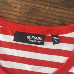 NWOT Murano Liquid Luxury Men’s Size L Red/White Stripe Shirt With Pocket L815