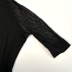 ORTTU Leonardo Top Mens Size M Black Jersey Short Lace Sleeves Sexy Fitted