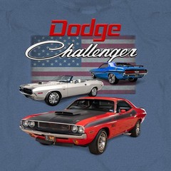 Joe Blow T’s Dodge Challenger Men’s Blue T-Shirt 1970 T/A 340 Six Pak R/T 440