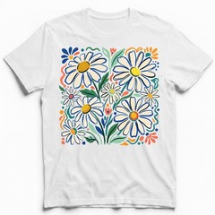 Retro Floral Daisy T-Shirt Colorful Botanical Wildflower Nature Spring Tee