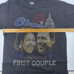 Obama Rhinestone Graphic T Shirt Mens Black Bling Memorabilia Cotton Tee