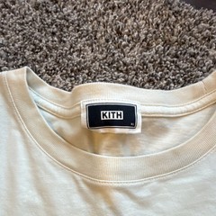 Kith Men’s Beige Graphic Print Logo Crew Neck Long Sleeve Cotton T-Shirt XL