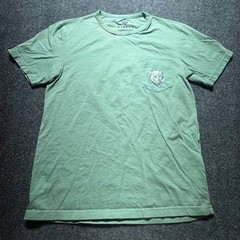Vissla Mens Small Green Organic Cotton Graphic Pocket T-Shirt Vintage Wash