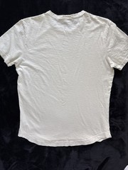 Buck Mason Slub Curved Hem Crew Neck Tee Off White Cream Mens Small Made In USA