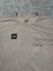 RVCA Shirt Mens L Gray Sport Tee Logo Graphic Tee Tagless VA Training Athletic