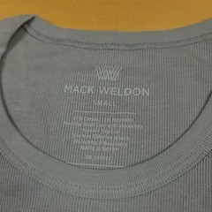 Mack Weldon Men’s Ribbed Crew Neck T-Shirt Gray Short Sleeve Size Small