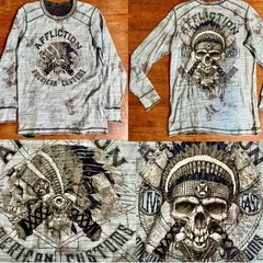 Affliction American Customs Wyoming Thermal Crystal Wash Mens Size L
